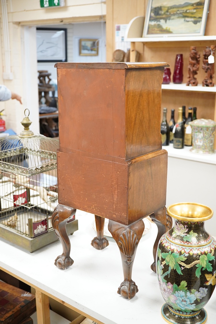 An early 20th century miniature walnut four drawer chest, 67cm